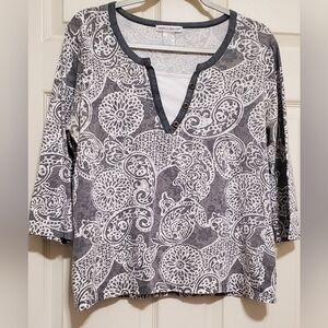 Rebecca Malone Gray Patterned Women's Top Size L